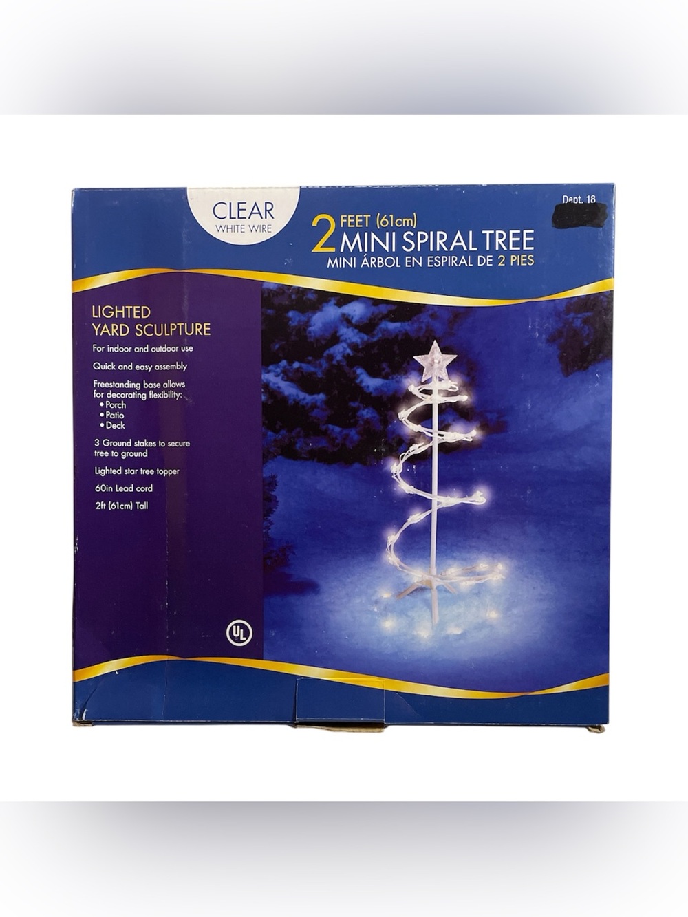 Walmart Mini Spiral White Christmas Tree Indoor and Outdoor Light 2 feet
